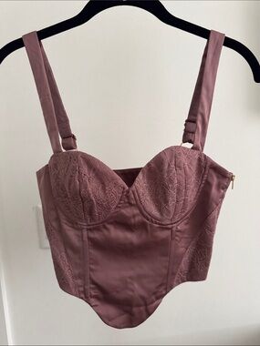 Meshki Rose Mauve Lace Bustier Top